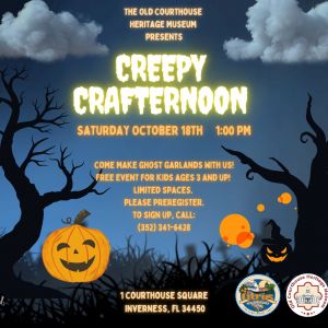 10/18 Old Courthouse Heritage Museum Kids Crafternoon Creepy Crafternoon