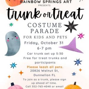 10/31 Rainbow Springs Art in Dunnellon Trunk or Treat and Costume Parade