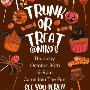10/30 Nikos Grill Trunk or Treat